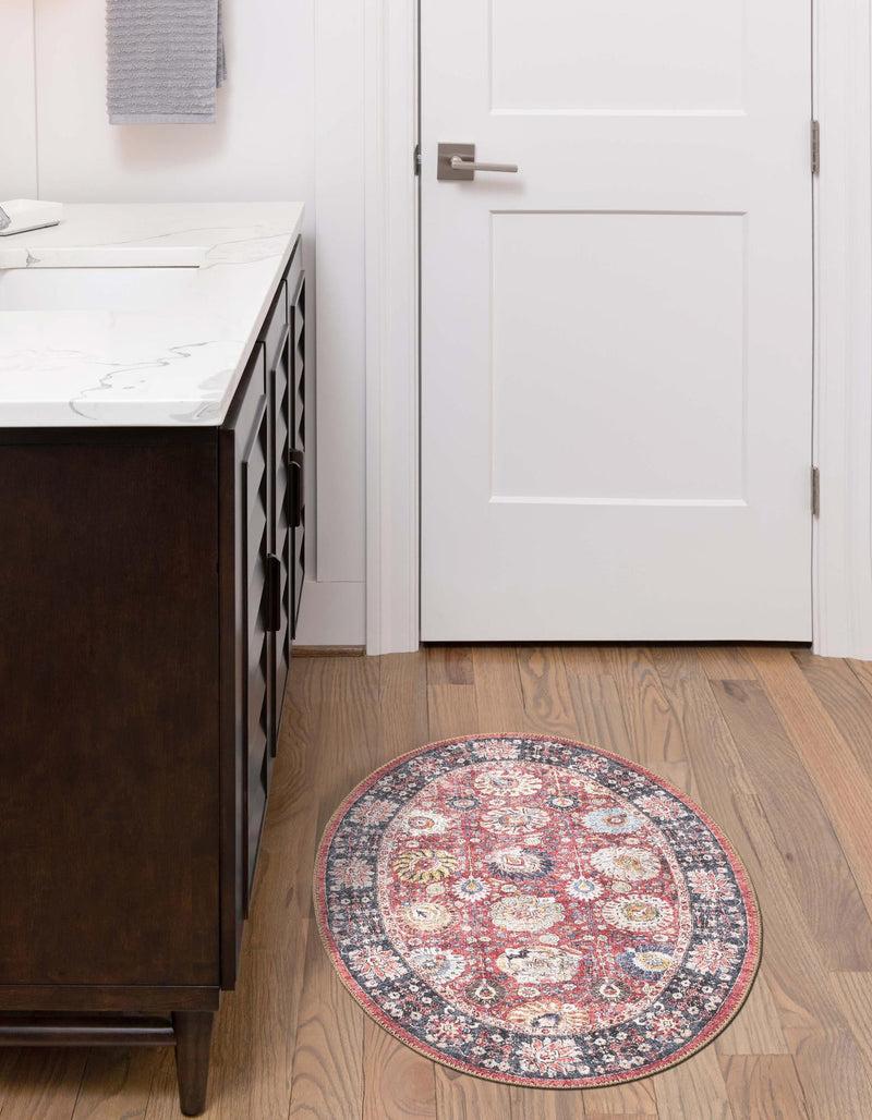 Heritage Elegance Collection Area Rug -  Gatchina Oval Vintage Red  lifestyle 38