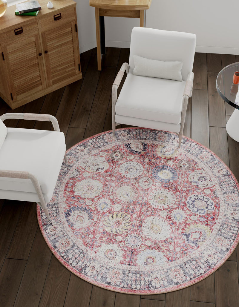Heritage Elegance Collection Area Rug -  Gatchina Round Vintage Red  lifestyle 23