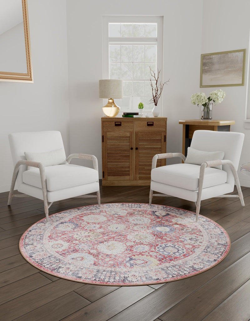 Heritage Elegance Collection Area Rug -  Gatchina Round Vintage Red  lifestyle 27