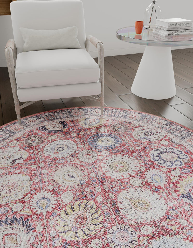 Heritage Elegance Collection Area Rug -  Gatchina Round Vintage Red  lifestyle 31