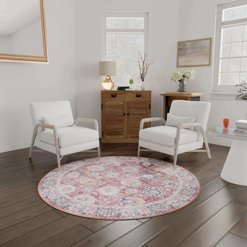 Heritage Elegance Collection Area Rug -  Gatchina Round Vintage Red  lifestyle 85