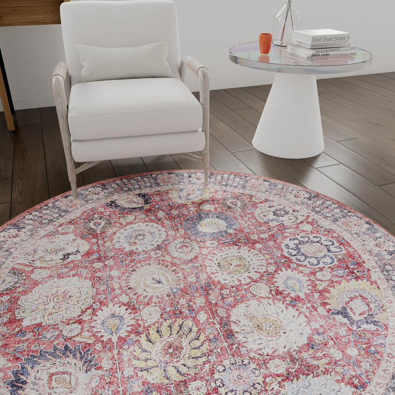 Heritage Elegance Collection Area Rug -  Gatchina Round Vintage Red  lifestyle 88