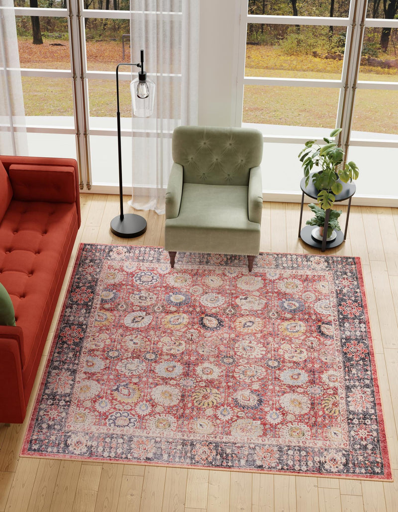 Heritage Elegance Collection Area Rug -  Gatchina Square Vintage Red  lifestyle 25
