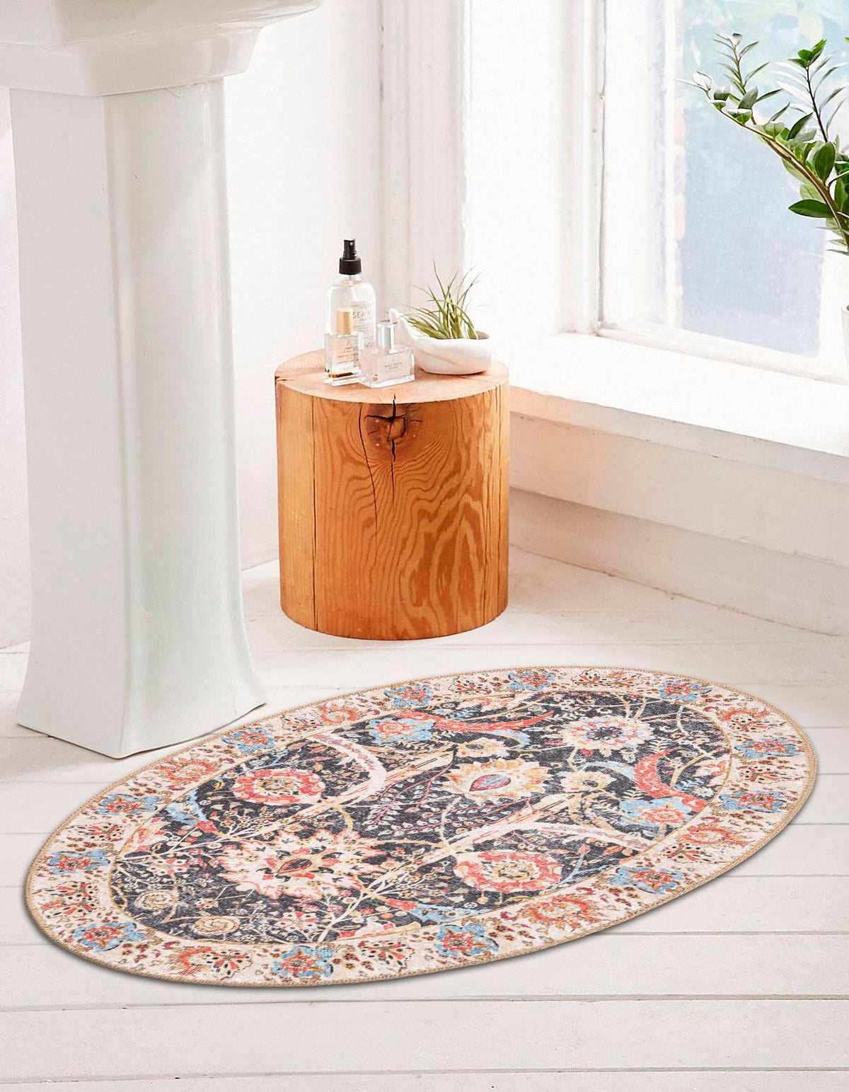 Heritage Elegance Collection Area Rug -  Topkapi Oval Black  lifestyle 101
