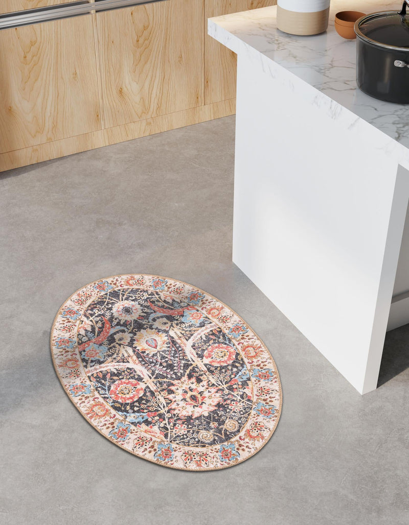 Heritage Elegance Collection Area Rug -  Topkapi Oval Black  lifestyle 133