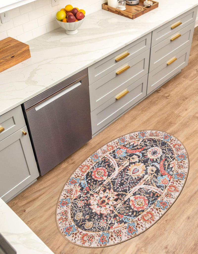 Heritage Elegance Collection Area Rug -  Topkapi Oval Black  lifestyle 141