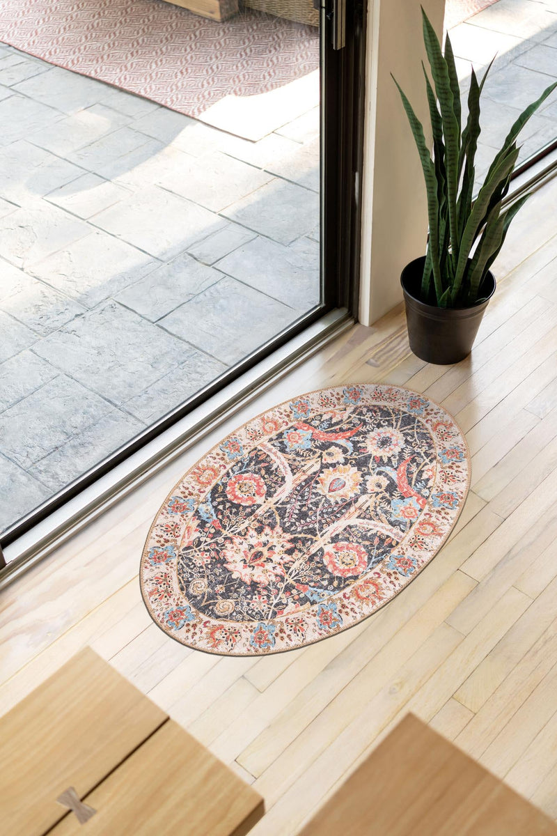 Heritage Elegance Collection Area Rug -  Topkapi Oval Black  lifestyle 149