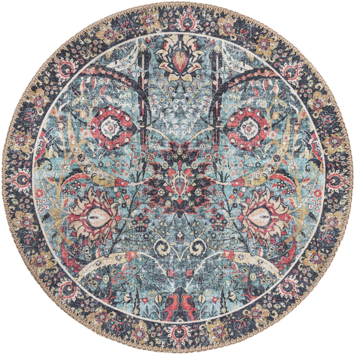 Heritage Elegance Collection Area Rug -  Topkapi Round Vintage Green  lifestyle 74