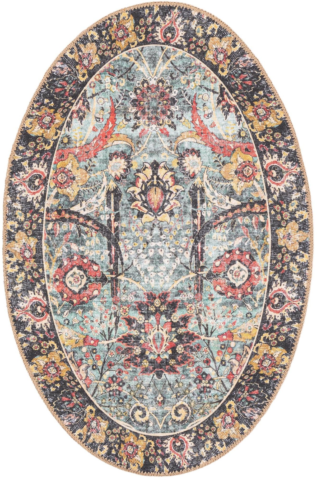 Heritage Elegance Collection Area Rug -  Topkapi Oval Vintage Green  lifestyle 73