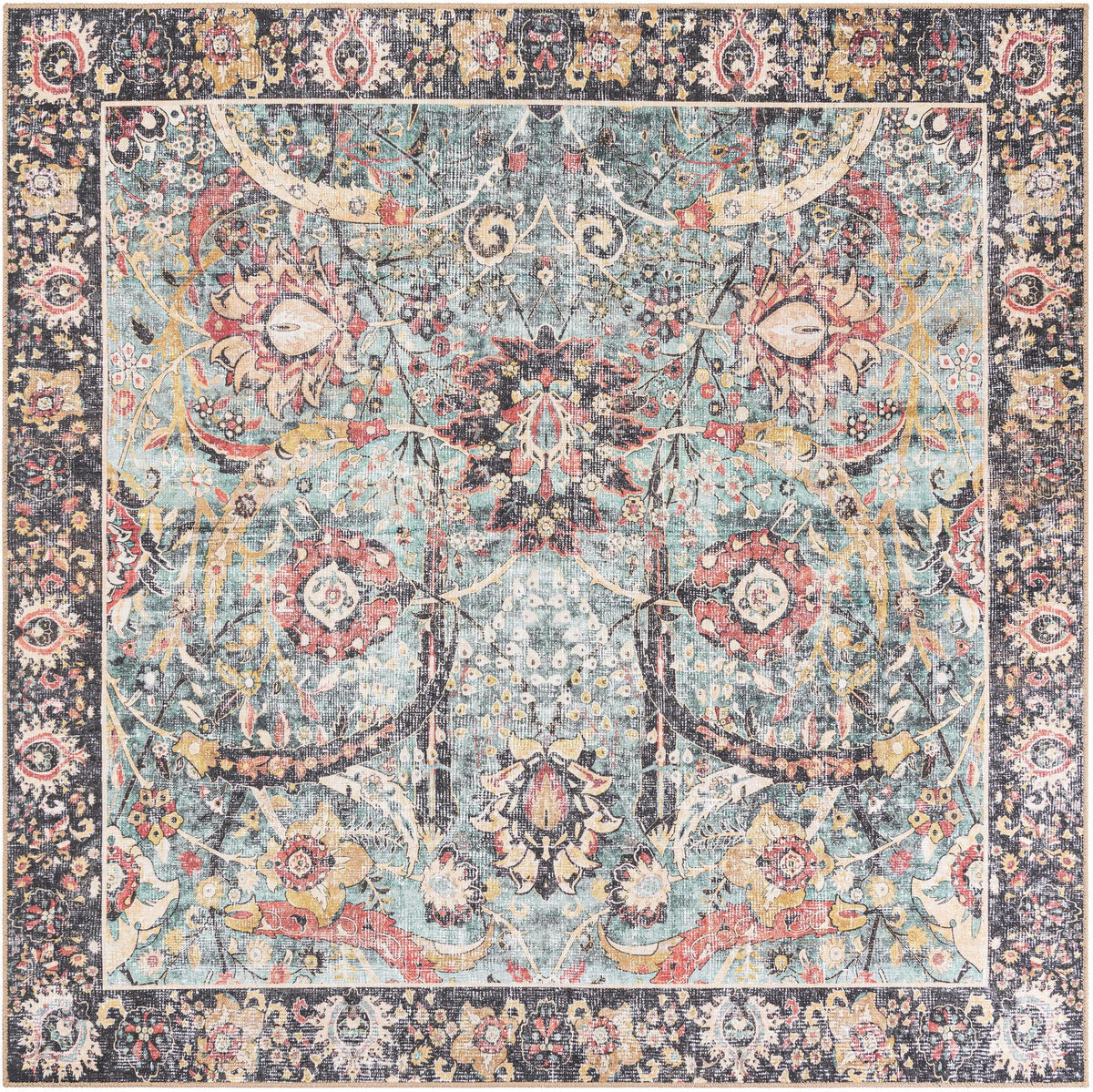Heritage Elegance Collection Area Rug -  Topkapi Square Vintage Green  lifestyle 75