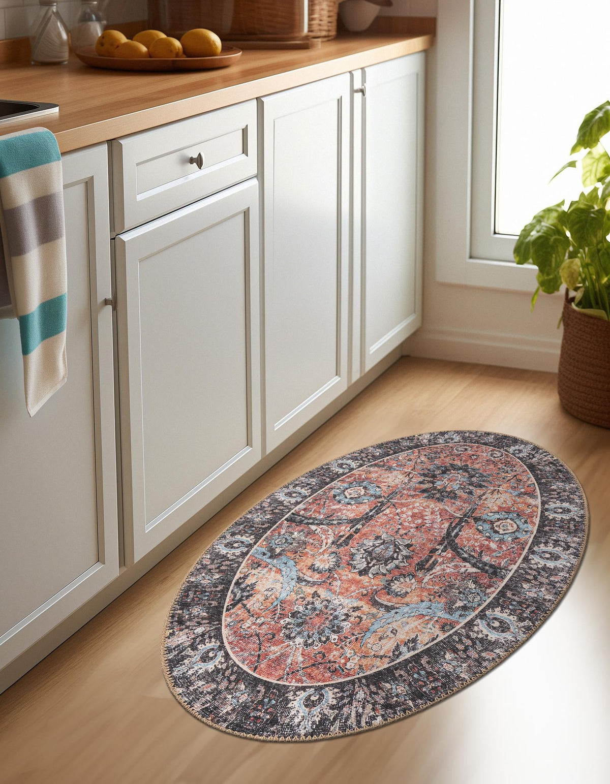 Heritage Elegance Collection Area Rug -  Topkapi Oval Vintage Rust Red  lifestyle 90