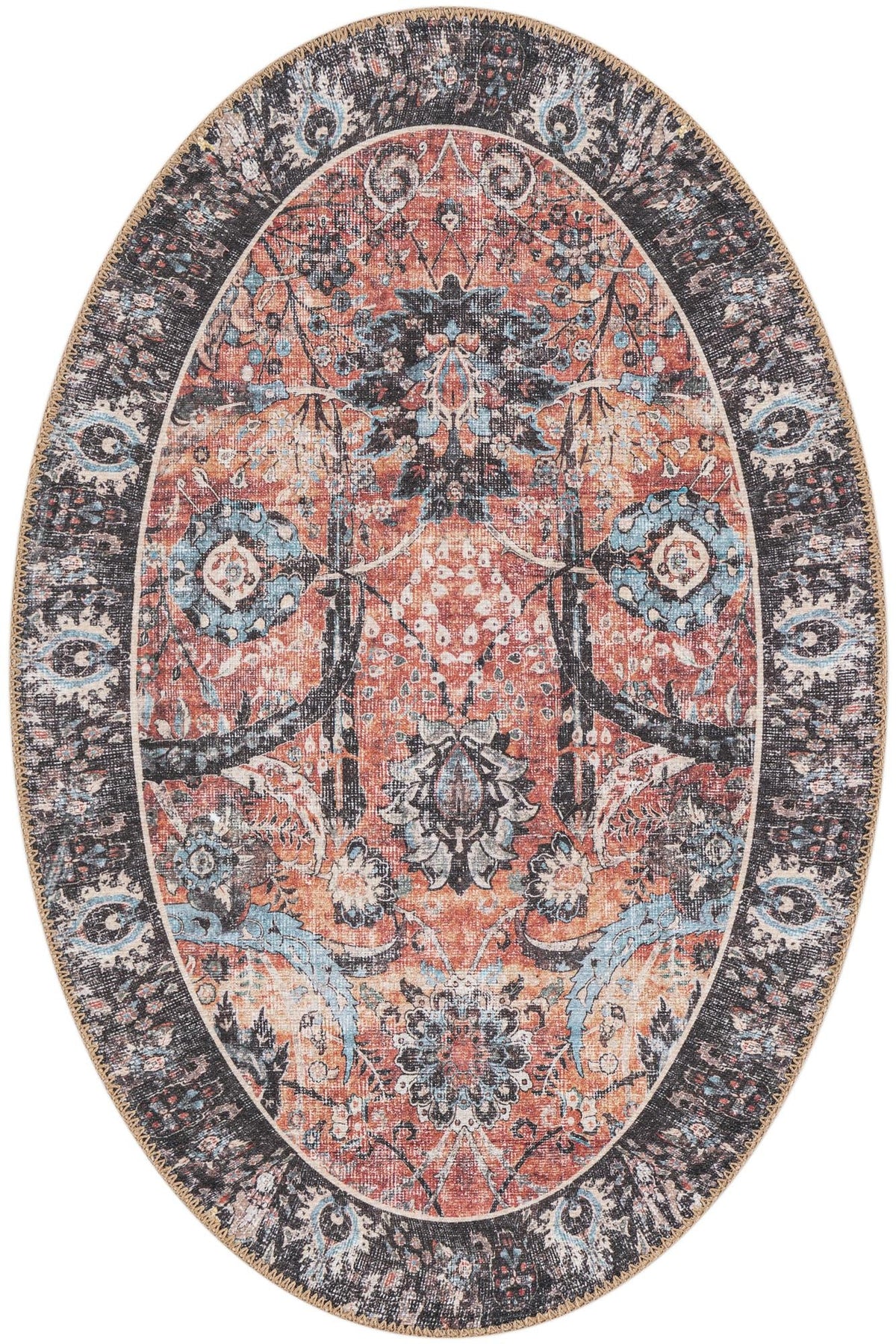 Heritage Elegance Collection Area Rug -  Topkapi Oval Vintage Rust Red  lifestyle 76