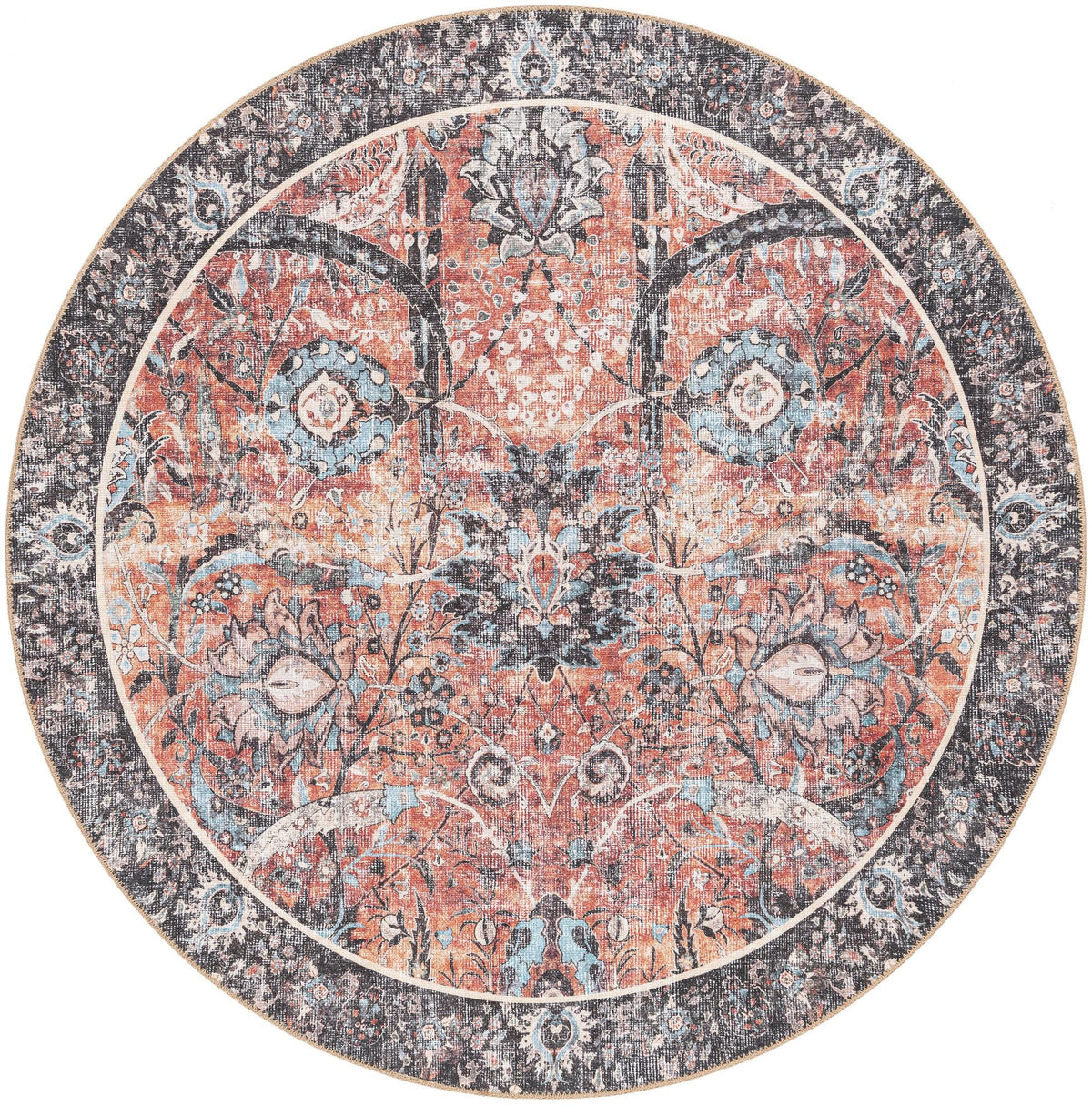 Heritage Elegance Collection Area Rug -  Topkapi Round Vintage Rust Red  lifestyle 75