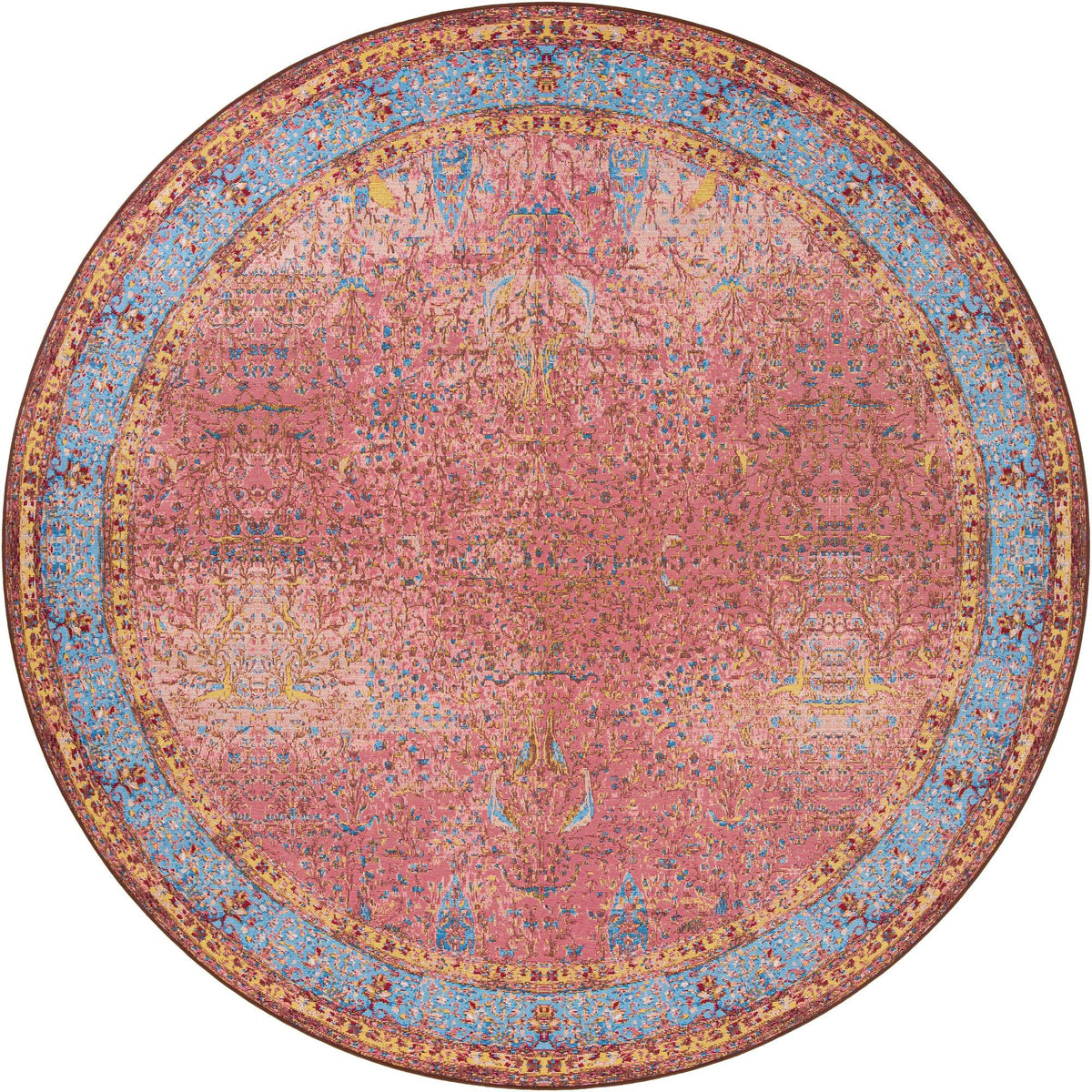 Patio Elegance Collection Area Rug -  Serenity Round Vintage Salmon Coral  lifestyle 16