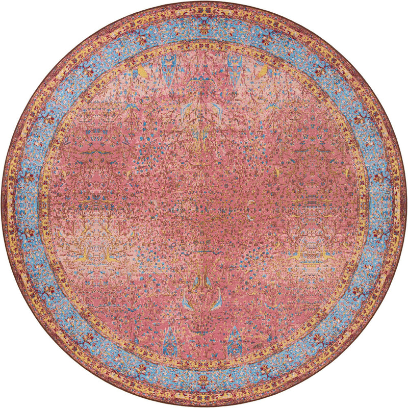 Patio Elegance Collection Area Rug -  Serenity Round Vintage Salmon Coral  lifestyle 16