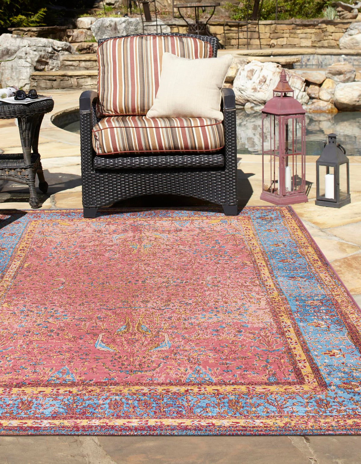 Patio Elegance Collection Area Rug -  Serenity Rectangle Vintage Salmon Coral  lifestyle 3