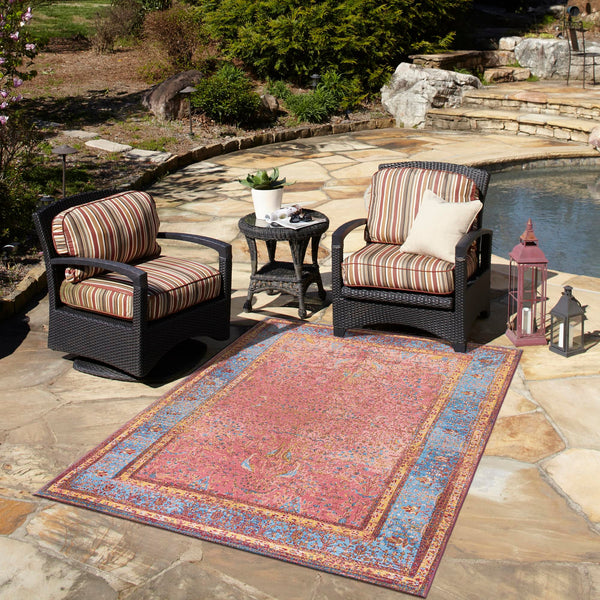 Patio Elegance Collection Area Rug -  Serenity Rectangle Vintage Salmon Coral  lifestyle 14