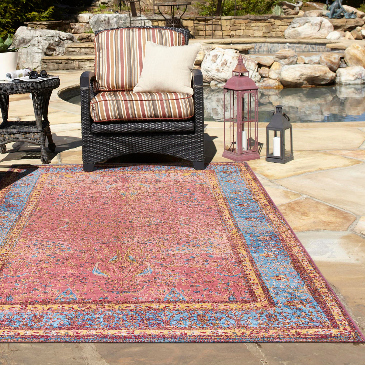 Patio Elegance Collection Area Rug -  Serenity Rectangle Vintage Salmon Coral  lifestyle 15