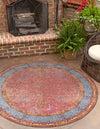 Patio Elegance Collection Area Rug -  Serenity Round Vintage Salmon Coral  lifestyle 19