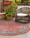 Patio Elegance Collection Area Rug -  Serenity Round Vintage Salmon Coral  lifestyle 22