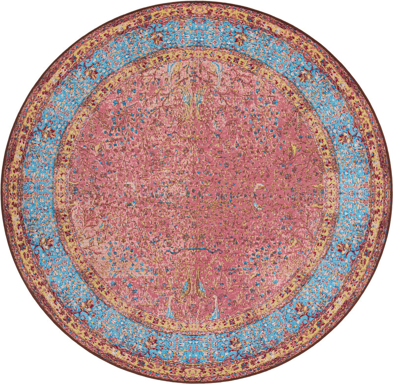 Patio Heritage Collection Area Rug -  Serenity Round Vintage Salmon Coral  lifestyle 50