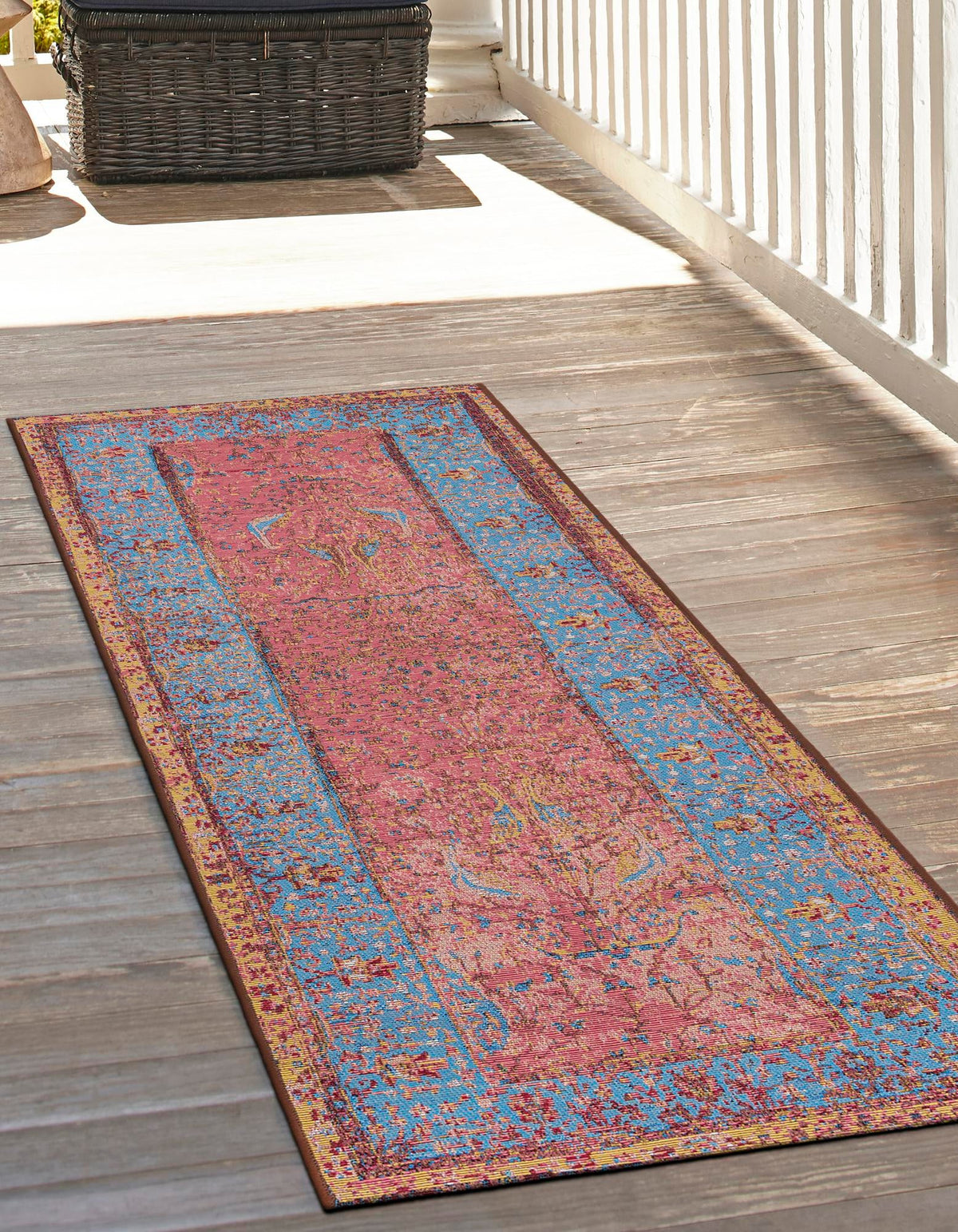 Patio Elegance Collection Area Rug -  Serenity Runner Vintage Salmon Coral  lifestyle 25