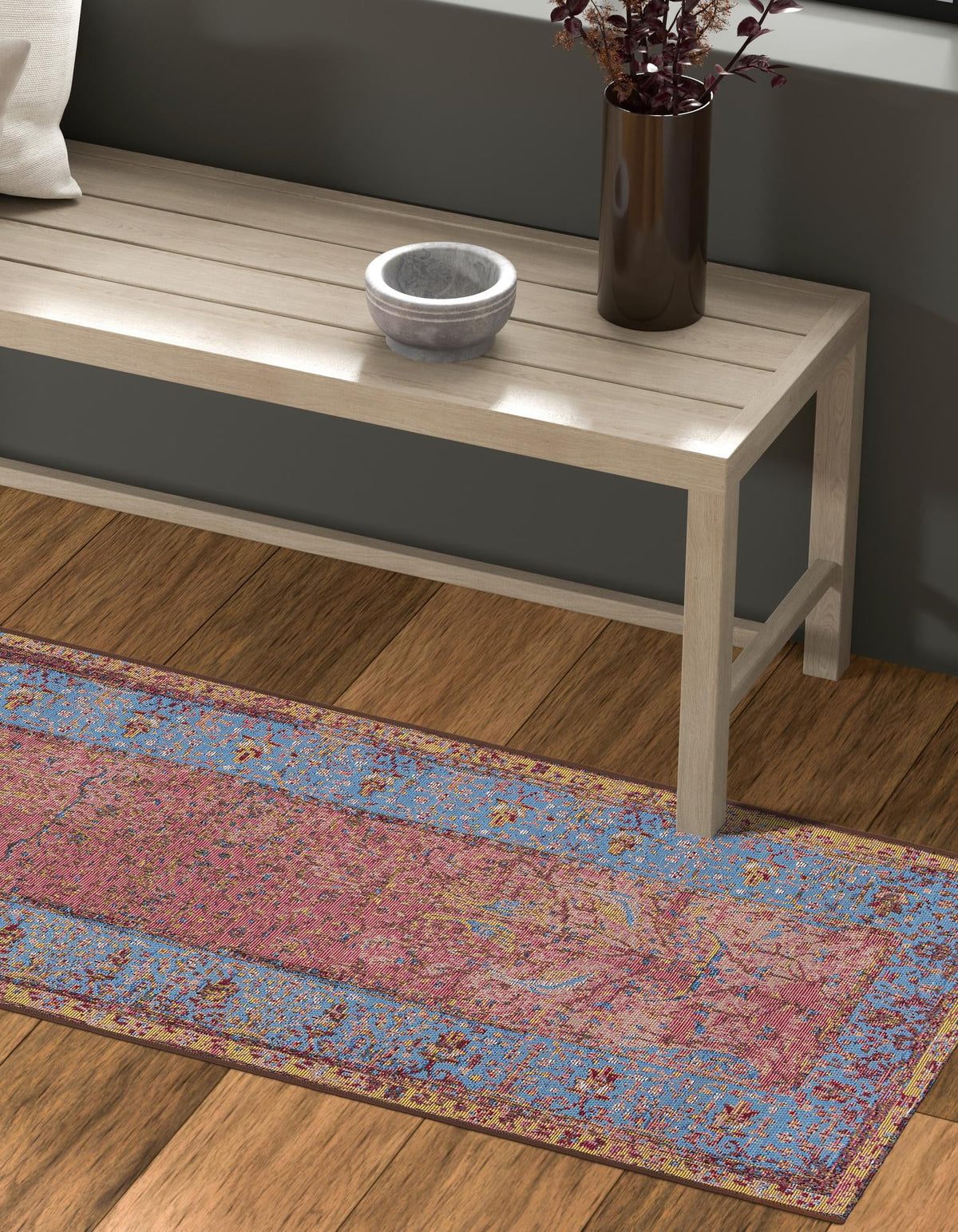 Patio Elegance Collection Area Rug -  Serenity Runner Vintage Salmon Coral  lifestyle 29