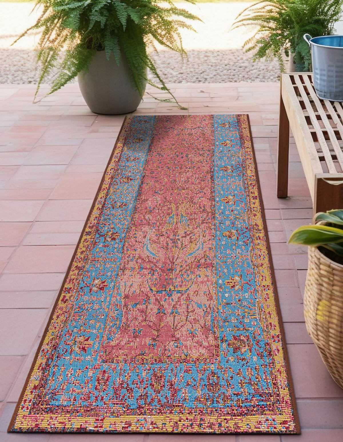 Patio Elegance Collection Area Rug -  Serenity Runner Vintage Salmon Coral  lifestyle 30