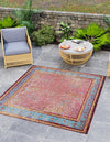 Patio Elegance Collection Area Rug -  Serenity Square Vintage Salmon Coral  lifestyle 21
