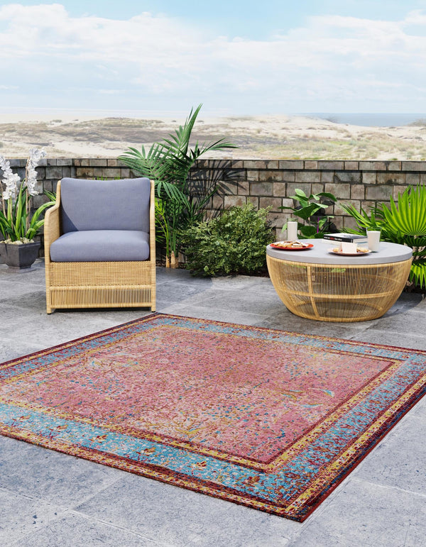 Patio Elegance Collection Area Rug -  Serenity Square Vintage Salmon Coral  lifestyle 24