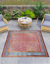 Patio Elegance Collection Area Rug -  Serenity Square Vintage Salmon Coral  lifestyle 26