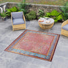 Patio Elegance Collection Area Rug -  Serenity Square Vintage Salmon Coral  lifestyle 66