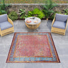 Patio Elegance Collection Area Rug -  Serenity Square Vintage Salmon Coral  lifestyle 69