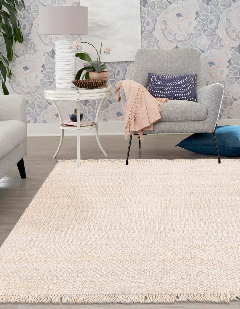 Coastal Weave Jute Collection Area Rug - Seashore Square Ivory  lifestyle 71