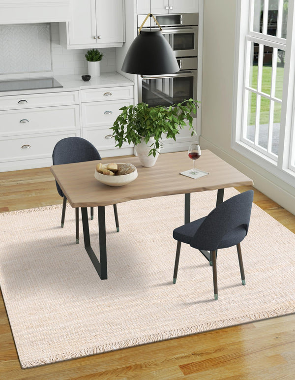 Coastal Weave Jute Collection Area Rug - Seashore Square Ivory  lifestyle 83
