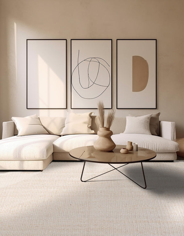 Coastal Weave Jute Collection Area Rug - Seashore Square Ivory  lifestyle 95