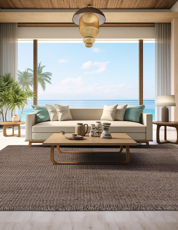 Coastal Weave Jute Collection Area Rug - Seashore Square Gray  lifestyle 104