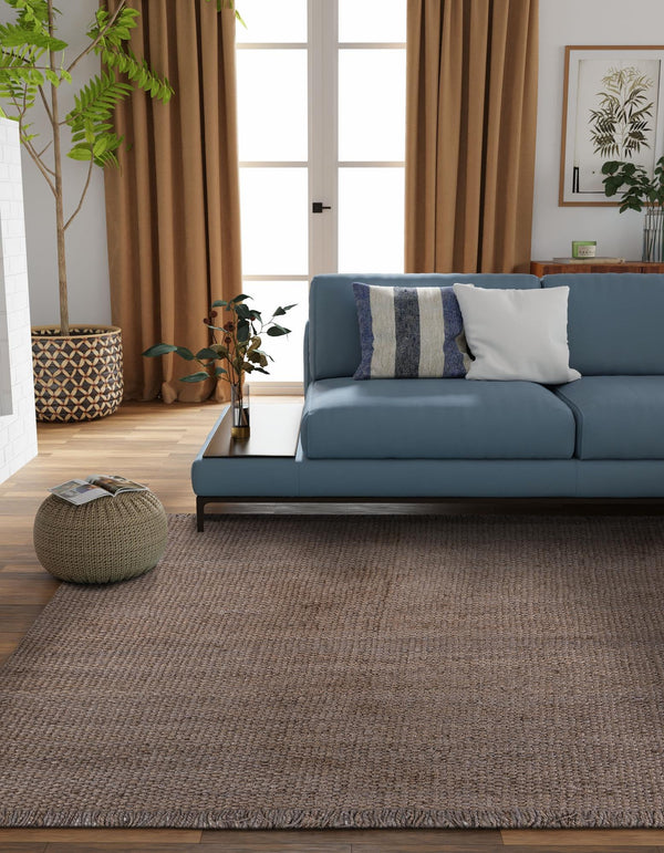 Coastal Weave Jute Collection Area Rug - Seashore Square Gray  lifestyle 110
