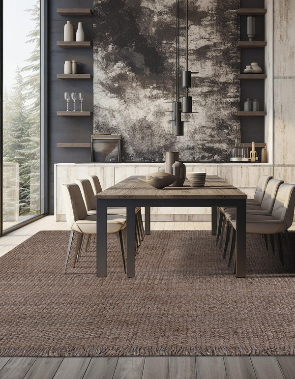 Coastal Weave Jute Collection Area Rug - Seashore Square Gray  lifestyle 134