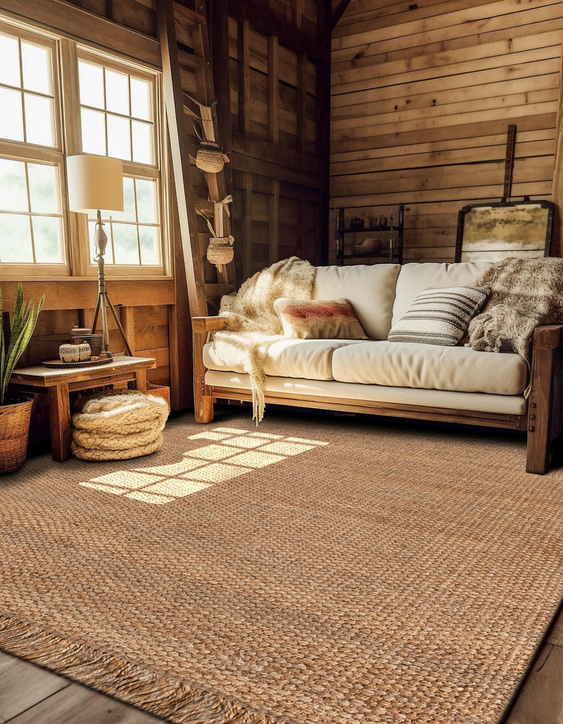 Coastal Weave Jute Collection Area Rug - Seashore Square Natural  lifestyle 78