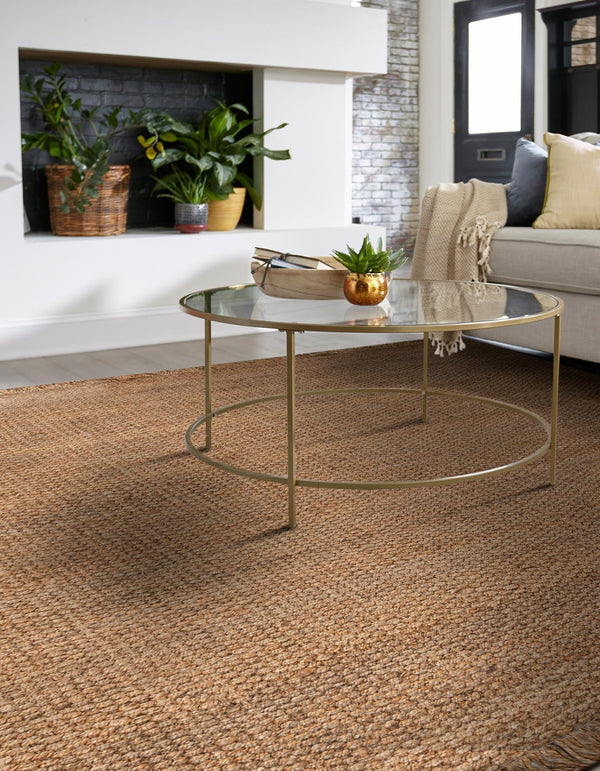 Coastal Weave Jute Collection Area Rug - Seashore Square Natural  lifestyle 99