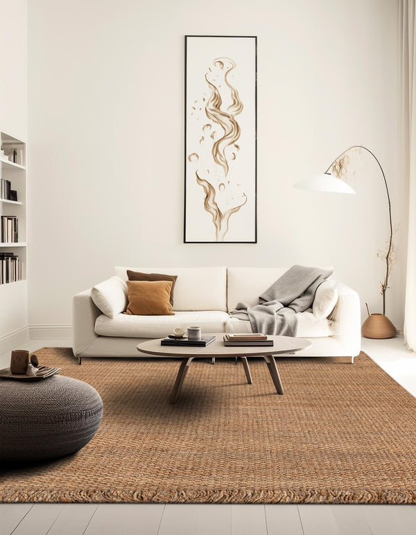 Coastal Weave Jute Collection Area Rug - Seashore Square Natural  lifestyle 111