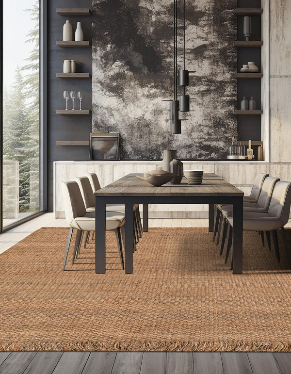 Coastal Weave Jute Collection Area Rug - Seashore Square Natural  lifestyle 129