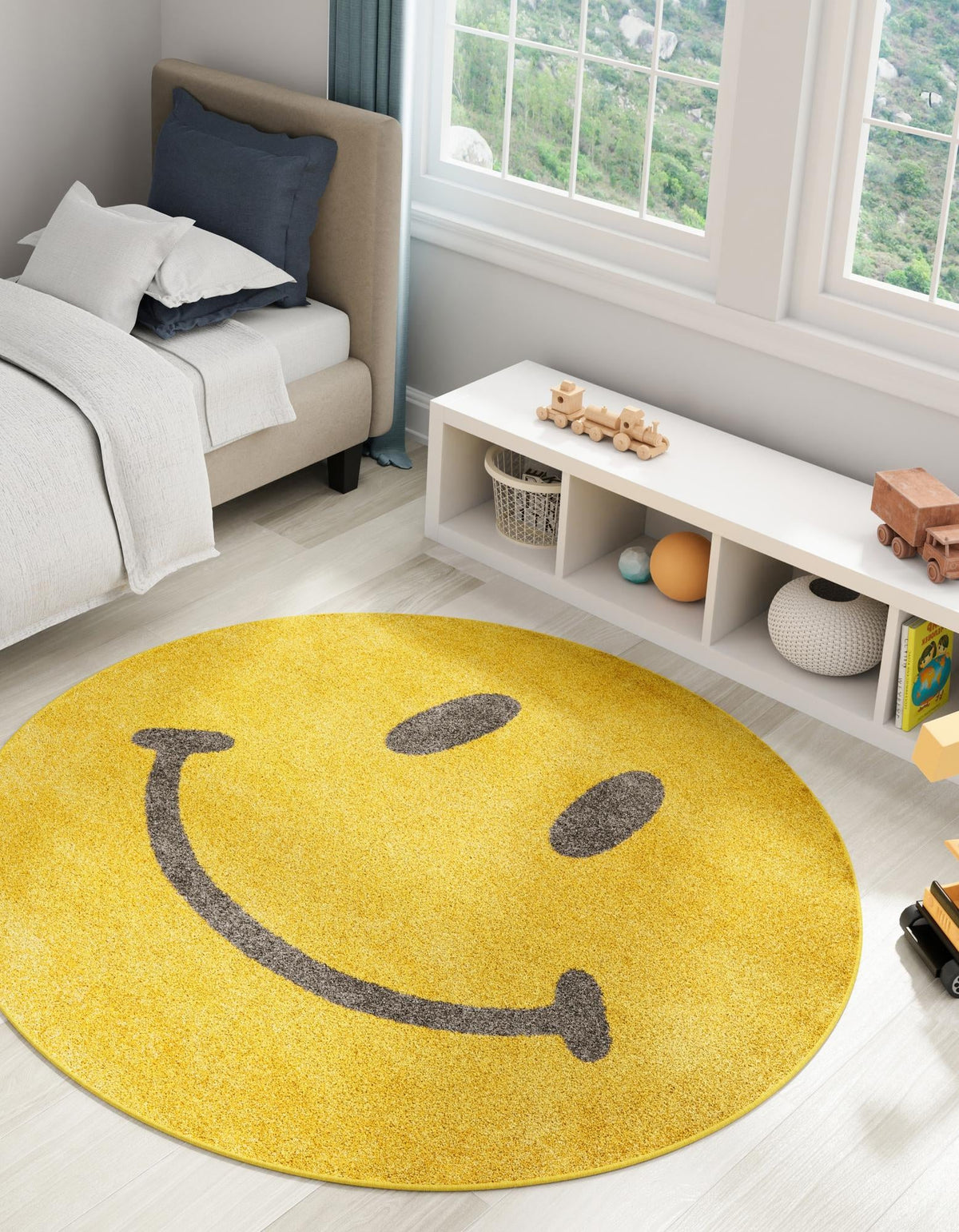Playful Patterns Collection Area Rug -  Zest Round Yellow  lifestyle 2