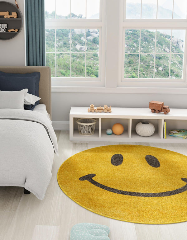 Playful Patterns Collection Area Rug -  Zest Round Yellow  lifestyle 4