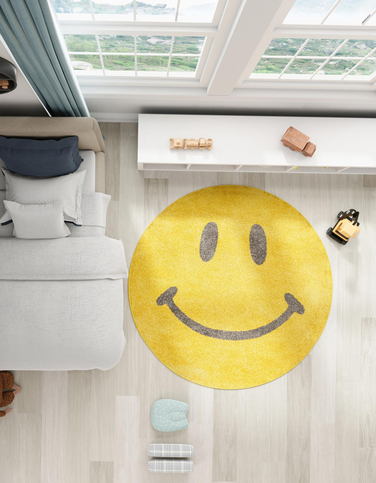 Playful Patterns Collection Area Rug -  Zest Round Yellow  lifestyle 7