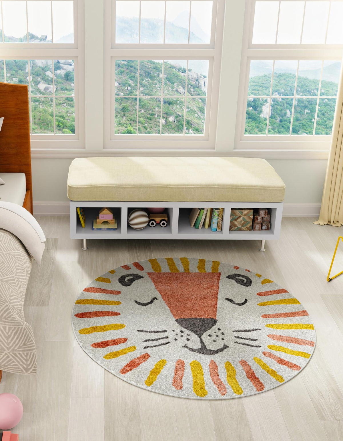 Playful Patterns Collection Area Rug -  Mirage Round Ivory  lifestyle 4