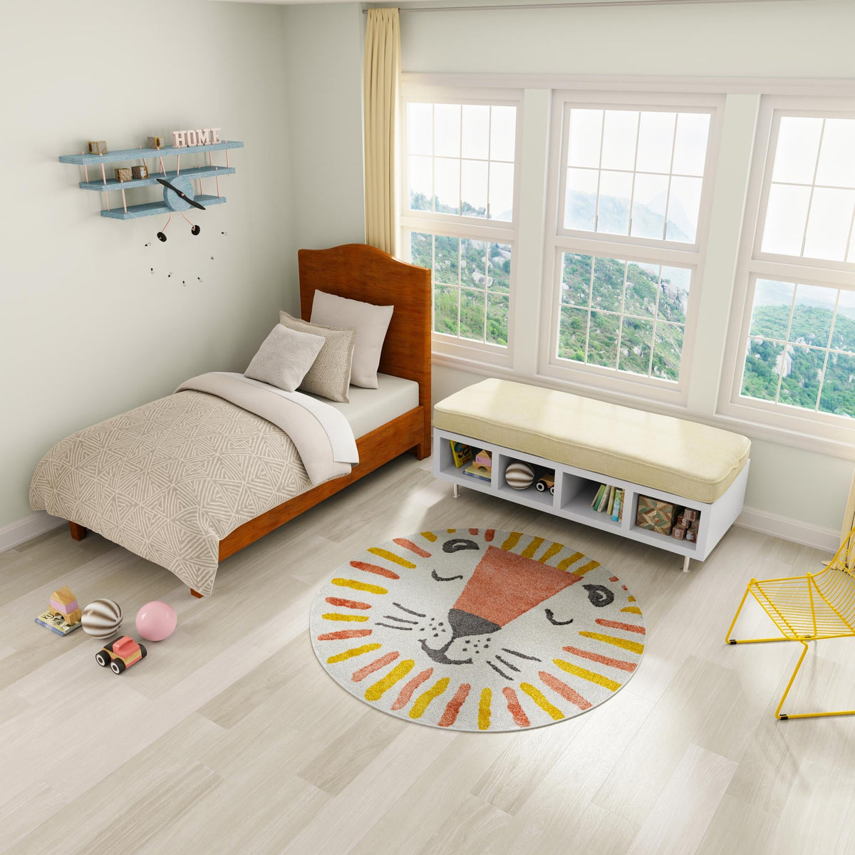 Playful Patterns Collection Area Rug -  Mirage Round Ivory  lifestyle 8