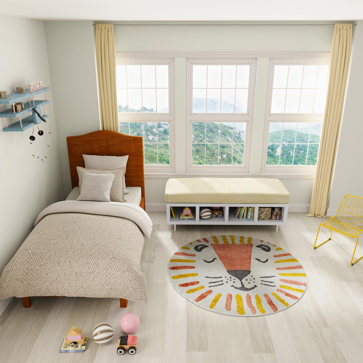 Playful Patterns Collection Area Rug -  Mirage Round Ivory  lifestyle 10