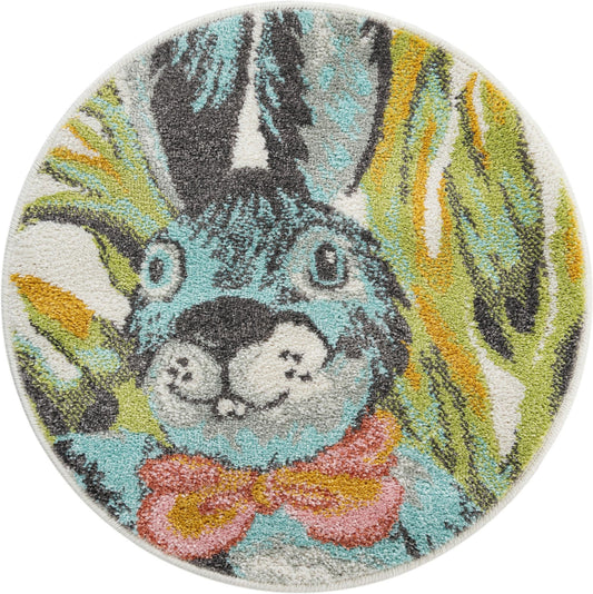 Playful Patterns Collection Area Rug -  Ombre Round Ivory Main